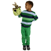 PC003022 konijn in sla en 3 vingerpoppen - hide away hand- en vingerpoppen
