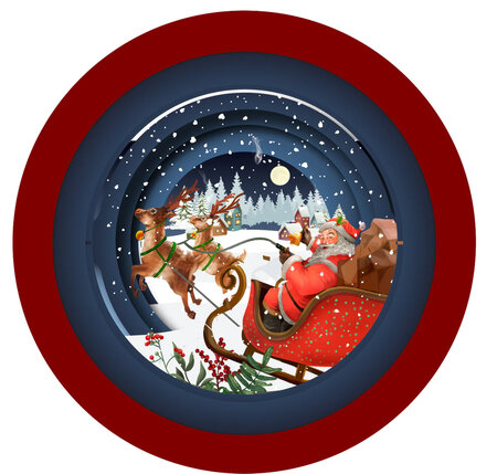 XTEA008 a Cup of Tea kerstkaart - kerstman op slee