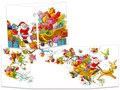 kerst CT131 Cache-Cache uitklapbare kaart - cadeautjes in slee