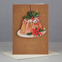 WHC060 kerstkaart met houten hanger - merry christmas - pudding