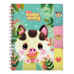 1287BB02 - Bangoberry - notitieboek met verdelers en bangobobs - Piggy Pig | Santoro London | Mano cards groothandel
