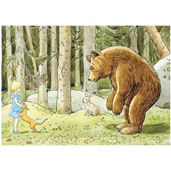16004 ansichtkaart Elsa Beskow - kind in bos bij beer en haas