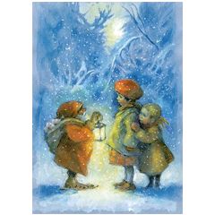 16578 ansichtkaart - kinderen in de sneeuw