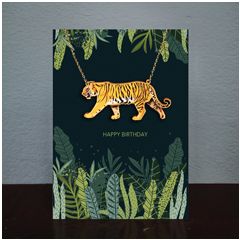 NL003 luxe wenskaart met ketting - happy birthday - tijger | Mano cards groothandel