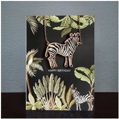 NL013 luxe wenskaart met ketting - happy birthday - zebra | Mano cards groothandel