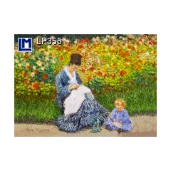 LP355 Wisselbeeldkaart - Monet (handwerkende vrouw en bladerend kind)
