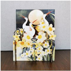 MN028 Miniature pop-up kaart - vogels en bloemen|Mano cards groothandel