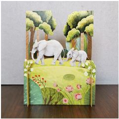 MN024 Miniature pop-up kaart - olifanten|Mano cards groothandel