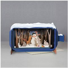 XMIB047 Message in a Bottle kerstkaart - sneeuwpop en dieren|Mano cards groothandel