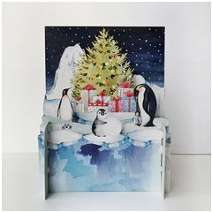 xpop026 pop-up kerstkaart - pinguins|Mano cards groothandel