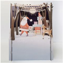 xpop022 pop-up kerstkaart - kerstman en cadeautjes | mano cards groothandel