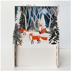 xpop020 pop-up kerstkaart - vossen in de sneeuw|Mano cards groothandel