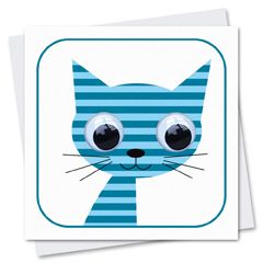STR059 wenskaart Stripey Cats - boerenerf Stripey Cat Blue | Mano cards groothandel