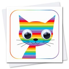 STR062 wenskaart Stripey Cats - boerenerf Rainbow Cat | Mano cards groothandel
