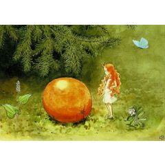 16005 ansichtkaart Elsa Beskow - meisje bij sinaasappel