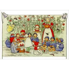 16045 ansichtkaart Elsa Beskow - kinderen, fruit en vlinder