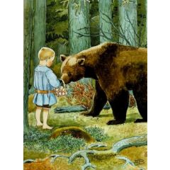 16060 ansichtkaart Elsa Beskow - jongen en beer