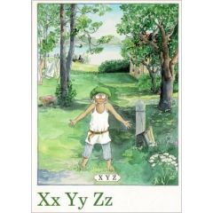 16351 ansichtkaart - X, Y, Z - kind in tuin