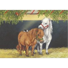 16660 ansichtkaart - pony's en kerstballen