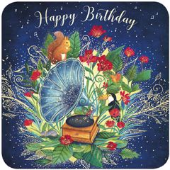BAR240 Jehanne Weyman kaart - happy birthday - grammofoon | Mano cards groothandel