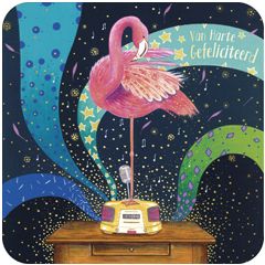BAR502 Jehanne Weyman kaart - van harte gefeliciteerd - flamingo | Mano cards groothandel