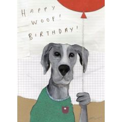 BIP1847 Mia Hague wenskaart - happy woof birthday