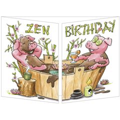 CT338 Cache-Cache uitklapbare kaart - zen birthday - varkens