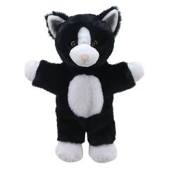 PC006202 Eco Walking Puppet Cat (black and white) Kat (zwart - wit) - handpop | The Puppet Company | Mano cards groothandel