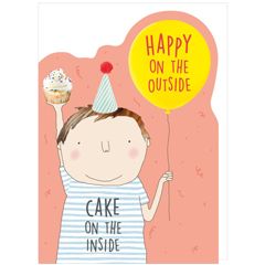 CC003 – rosiemadeathing wenskaart Cheeky Chops - happy cake boy | Mano cards groothandel