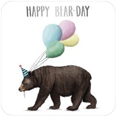 BAR222 Rosie Hilyer kaart - happy bear-day - beer