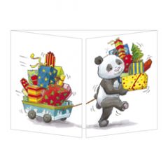 CT153 Cache-Cache uitklapbare kerstkaart - panda | mano cards groothandel