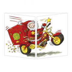 CT132 Cache-Cache uitklapbare kaart - kerstman op scooter | Mano Cards Groothandel