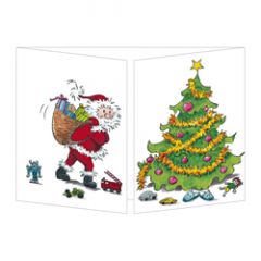 CT114 Cache-Cache uitklapbare kaart - kerstman en kerstboom | Mano Cards Groothandel
