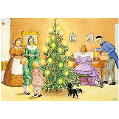 A4 1010 ansichtkaart - elsa beskow - Peter en Lotta vieren kerst | Mano cards groothandel
