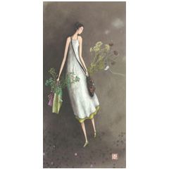 QB15758 ansichtkaart met envelop - gaelle boissonnard - tassen en bloemen