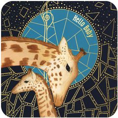 BAR214 Jehanne Weyman kaart - hello baby - giraffes | mano cards groothandel