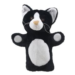 PC004604 Cat (black and white) Kat (zwart wit) - handpop eco | The Puppet Company | Mano cards groothandel