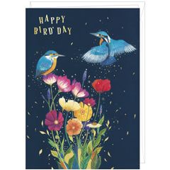 IB043 Grote kaart van Jehanne Weyman - happy bird day - ijsvogels | Mano cards groothandel