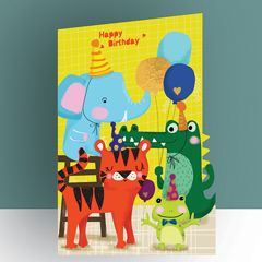 KC028 laser gesneden kaart - happy birthday - dieren | alljoy design | mano cards groothandel