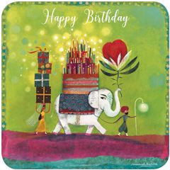 BAR052 Muriel Kerba kaart - happy birthday - olifant