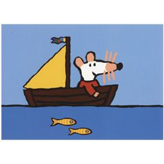 16491 ansichtkaart muis - zeilboot