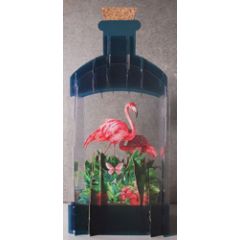 PE03 Message in a Bottle 3D Art - flamingo