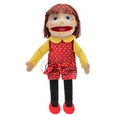 PC002054 People Puppet Buddies - Medium  - rood-gele outfit - handpop | The Puppet Company | Mano cards groothandel