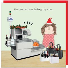 xGF030 – rosiemadeathing kerstkaart Gin & Frolics - bagging area xmas | Mano cards groothandel