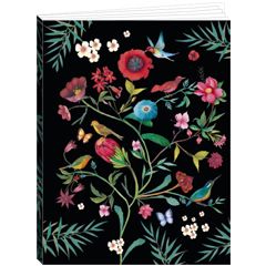 KI223 Schrift van Mila -  bloemen en vogels zwart  (17 x 22 cm) | Mano cards groothandel