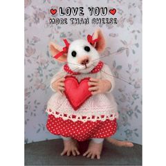 SQ020 tiny squee mousies wenskaart - Love you more than cheese | Mano cards groothandel