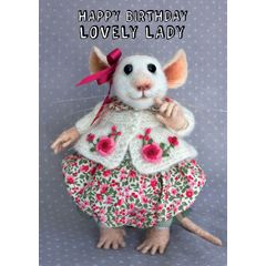 SQ021 tiny squee mousies wenskaart - Happy birthday lovely lady | Mano cards groothandel