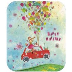 TV185 kaart met envelop - Happy Birthday - Auto met vliegers en balonnen - Jehanne Weyman
