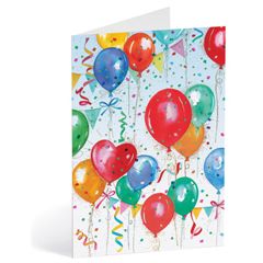 06.21179 wenskaart busquets happy birthday - ballonnen, vlinders en slingers