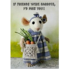 SQ016 tiny squee mousies wenskaart - if friends were carrots